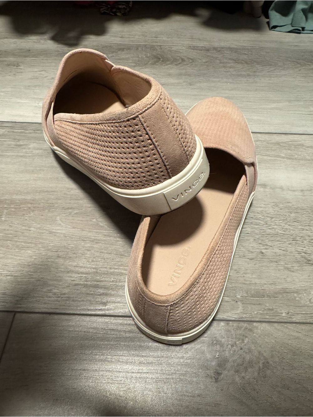 Vince Slip-On Flats in Blush Pink Knit